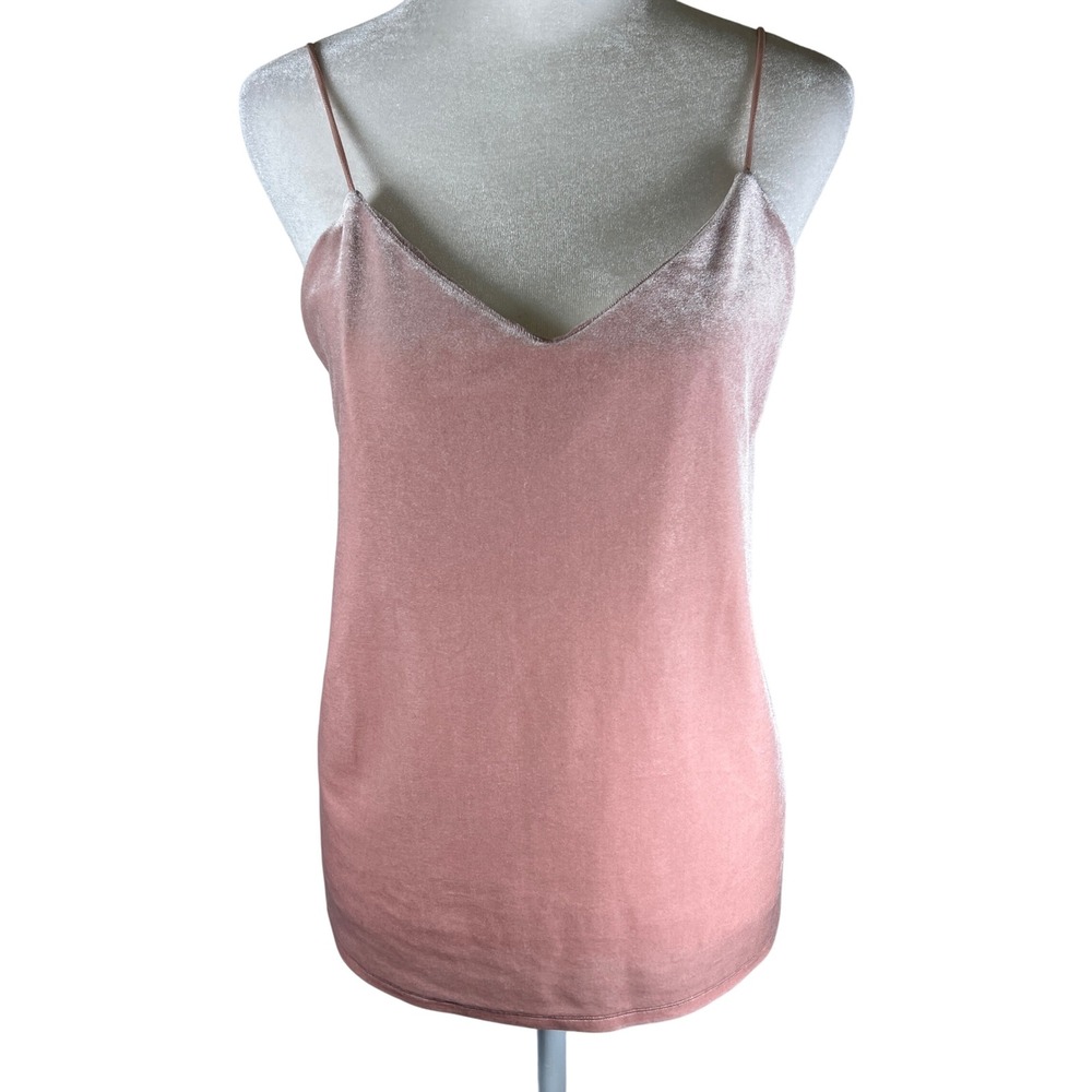 A New Day Women's Feminine Pink Soft Velvet V Neck Camisole Top Size Medium